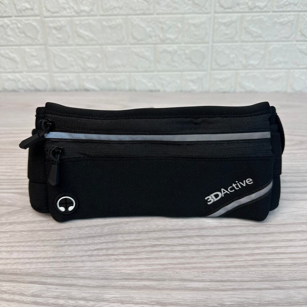 3DActive Running Belt Waist Pack Black Reflective Phone Holder Fitness Travel